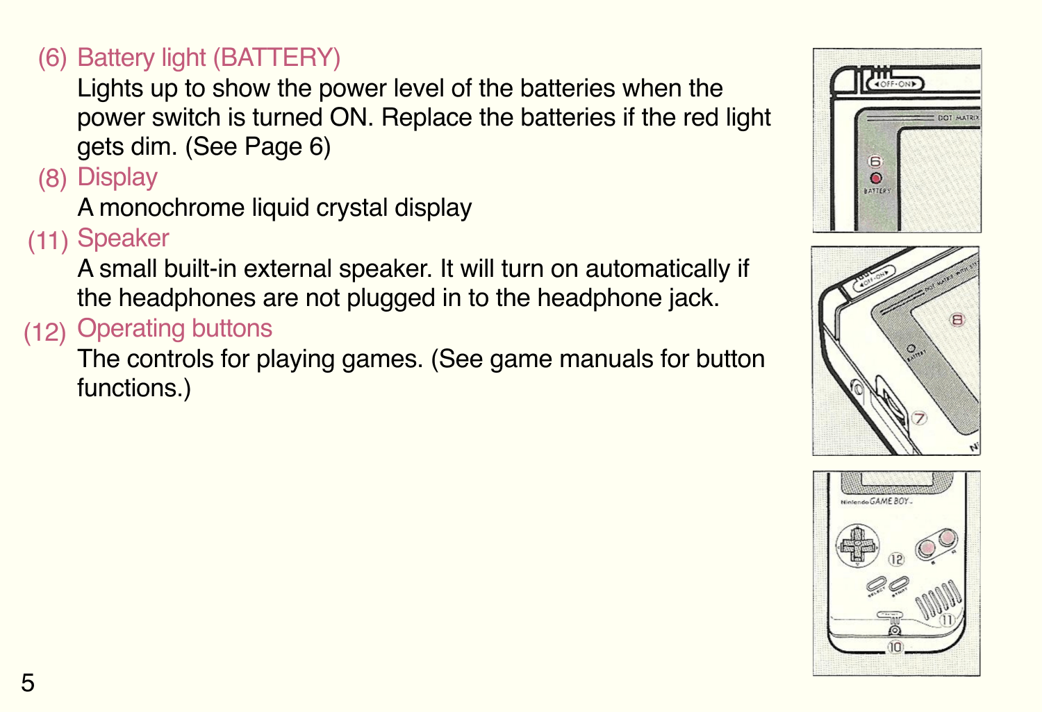 Owner's Manual - description of features --continued