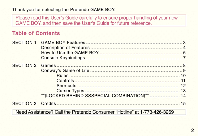 Thumbnail of Owner's Manual - table of contents